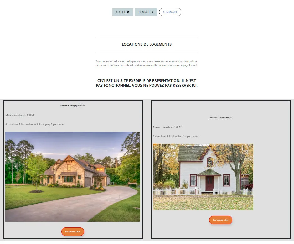 Exemple de site de location de logement