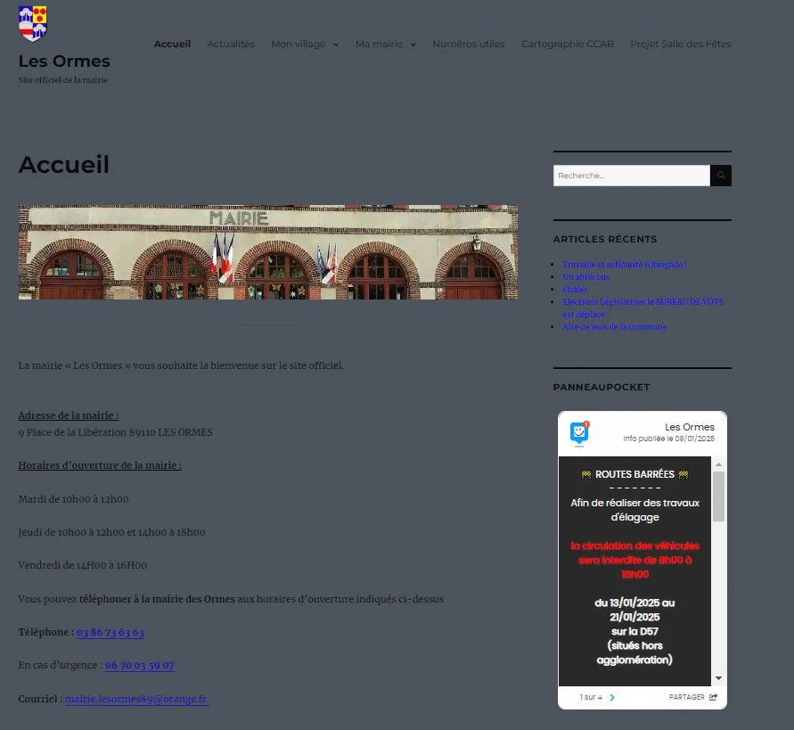 Site web de la Mairie des Ormes
